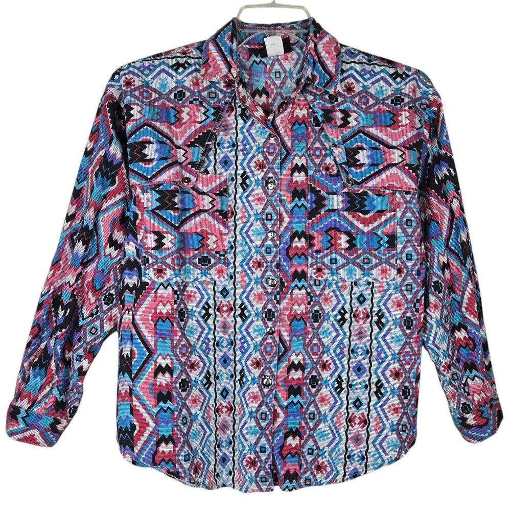 Vtg Rough Rider Circle T Shirt Women's Sz 13 / 14 Aztec Southwest Long Sleeve